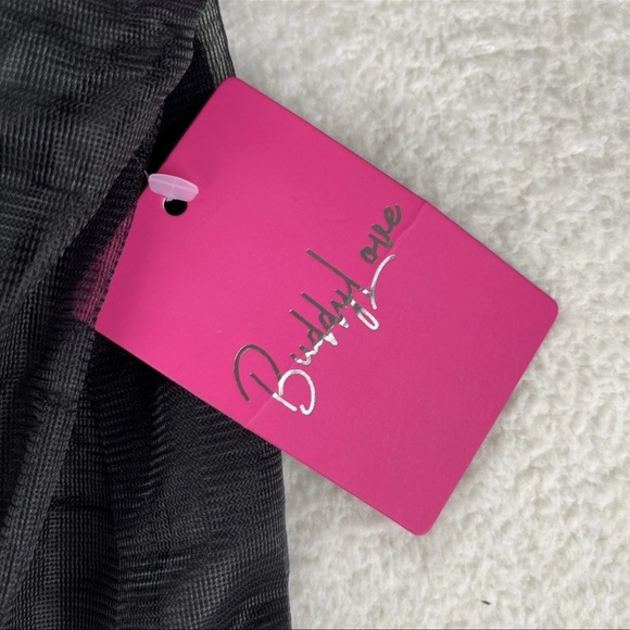 Buddy Love Sz Medium CLEMENTINE Elastic Waist Mini Dress Wild Cherries Black NWT - Picture 5 of 13